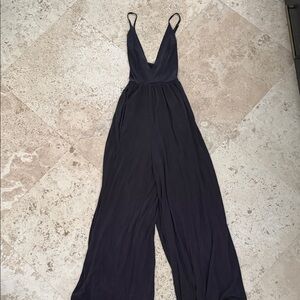 Urban Outfitters V-Neck Charcoal Gray Jumpsuit
